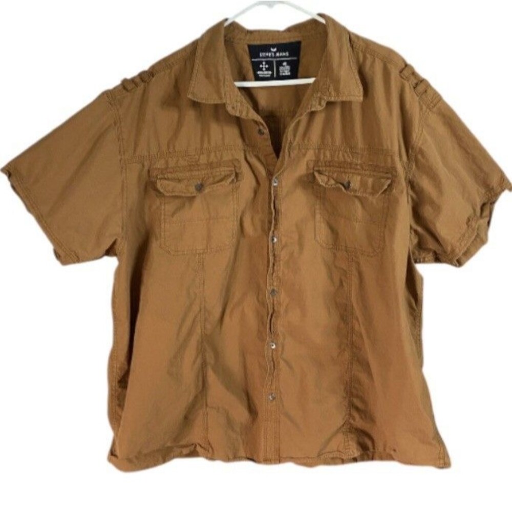 Steve’s Jeans Shirt Men's Size 4X Button Up Short Sleeve Copper Premium Cotton